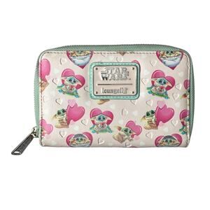 Loungefly Star Wars Wallet Mandalorian Grogu Valentine Hearts Vegan Faux Leather